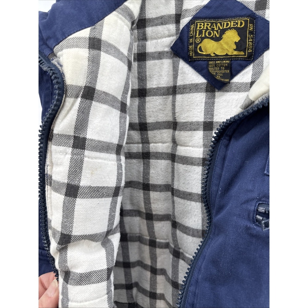 Branded Lion Flannel Lined Utility Vest Mens Blue Size XL - Picture 4 of 8